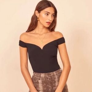 NWT Reformation Giada Off The Shoulder Women’s Black Top Size 12
